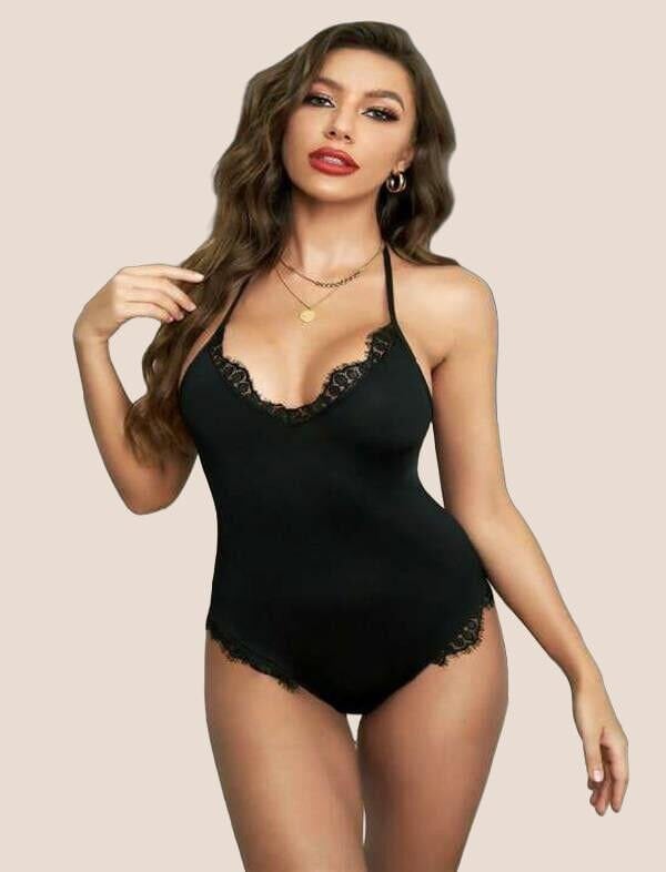 Arias Closet Siyah Dantel İşlemeli Fantezi Babydoll