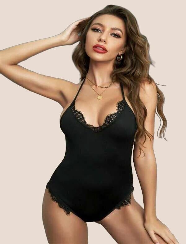 Arias Closet Siyah Dantel İşlemeli Fantezi Babydoll