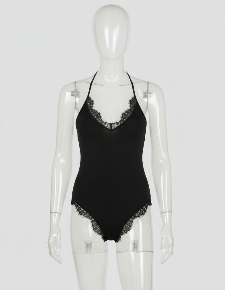 Arias Closet Siyah Dantel İşlemeli Fantezi Babydoll