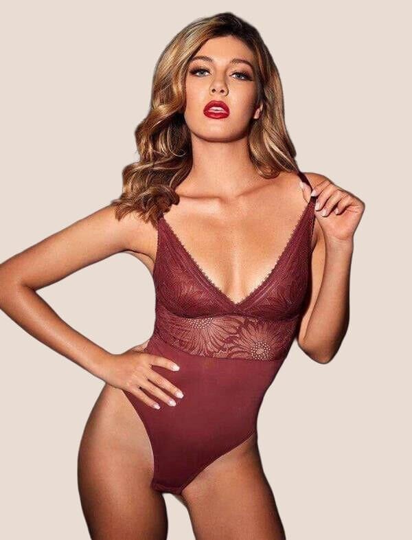 Arias Closet Bordo Dantel İşlemeli Fantezi Babydoll