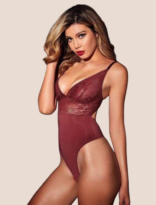 Arias Closet Bordo Dantel İşlemeli Fantezi Babydoll