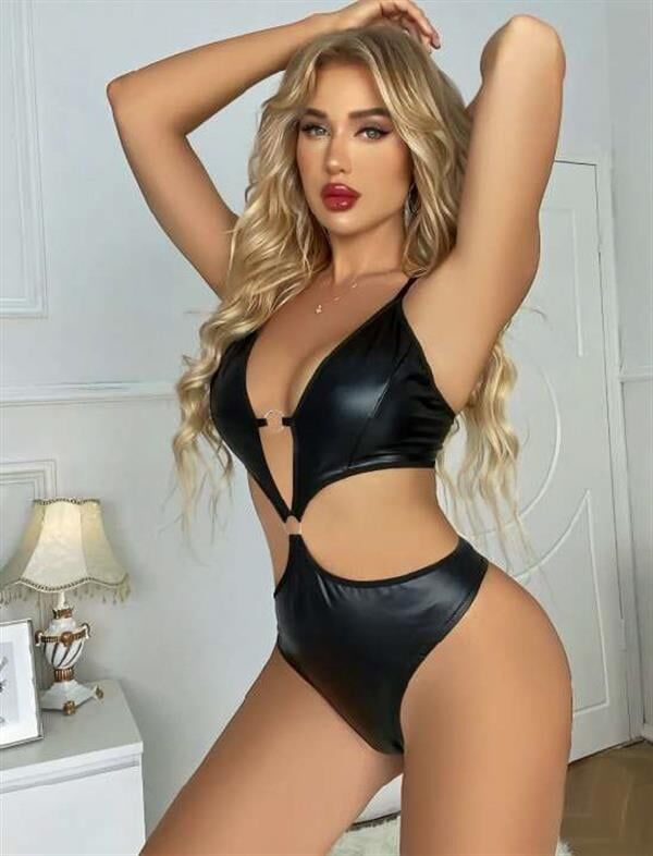 Arias Closet Siyah Deri Fantezi Babydoll