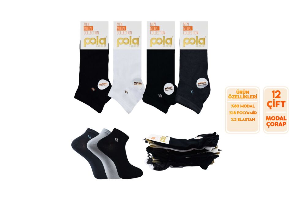 Pola 4150-21 Yazlık Erkek Modal Patik 12'li