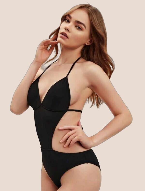 Arias Closet Siyah İp Detaylı Boyundan Bağlamalı Fantezi Babydoll