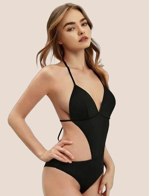 Arias Closet Siyah İp Detaylı Boyundan Bağlamalı Fantezi Babydoll