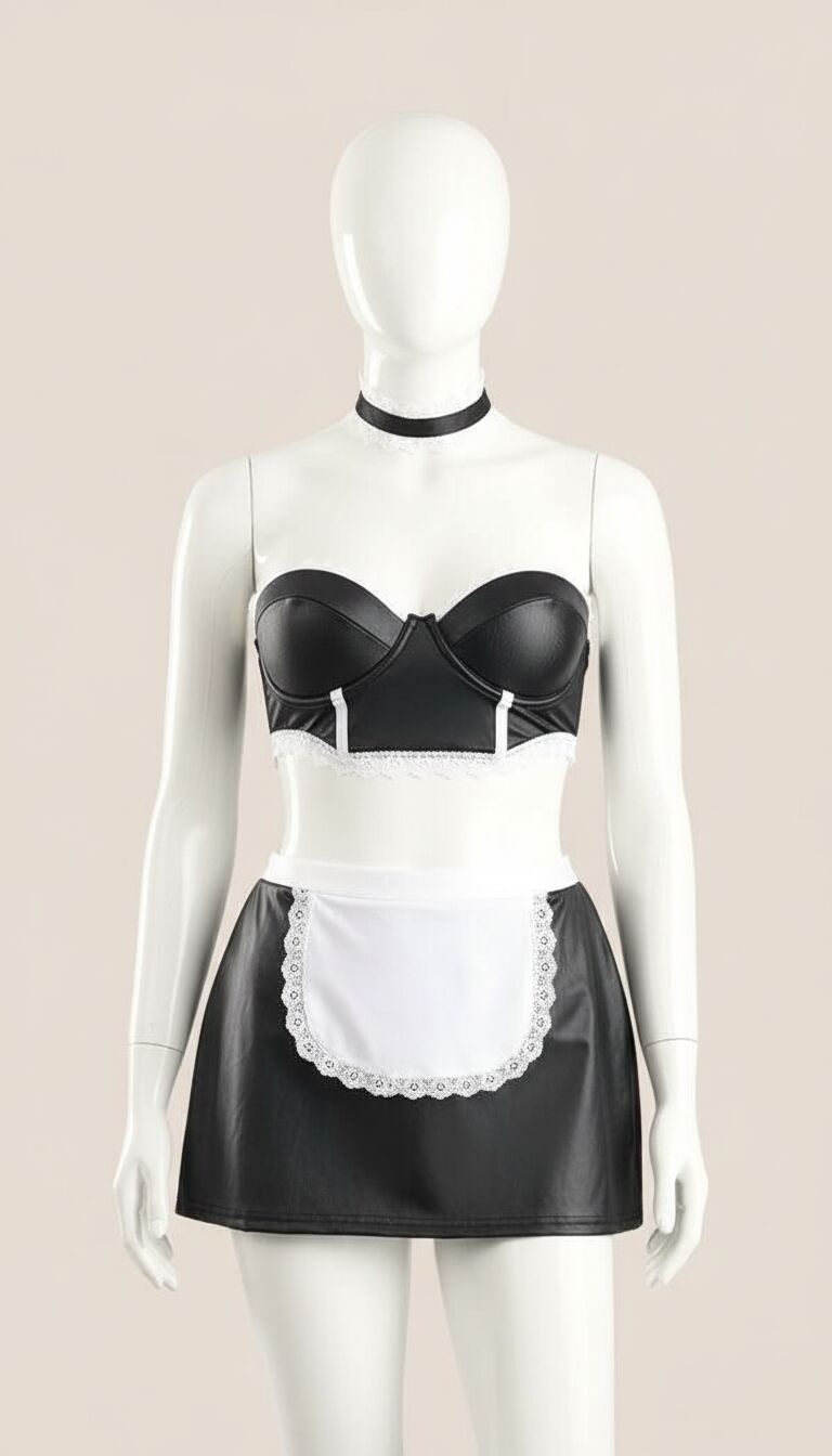 Arias Closet Siyah Arkası Açık Fantezi Büstiyer Hizmetçi Kostümü