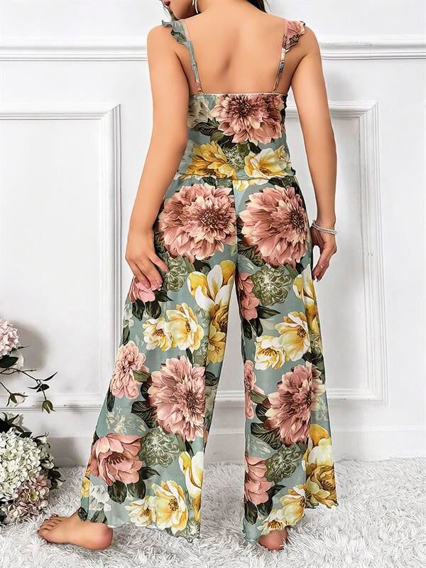 Arias Closet Özel Tasarım Büyük Beden Çiçek Desenli 2'li Pijama Takımı