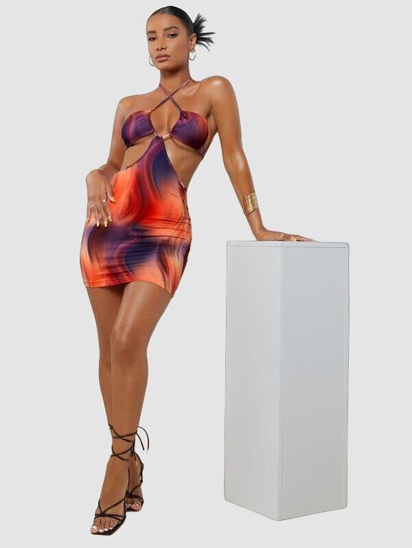 Transparan Detaylı Omuz Dekolteli Mini Fantezi Elbise