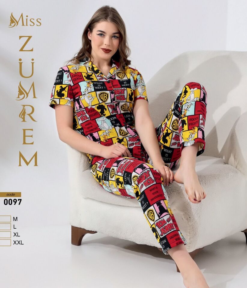 Zümrem 0097 Bebe Yaka Kısa Kollu Bayan Pijama Takım 4'lü