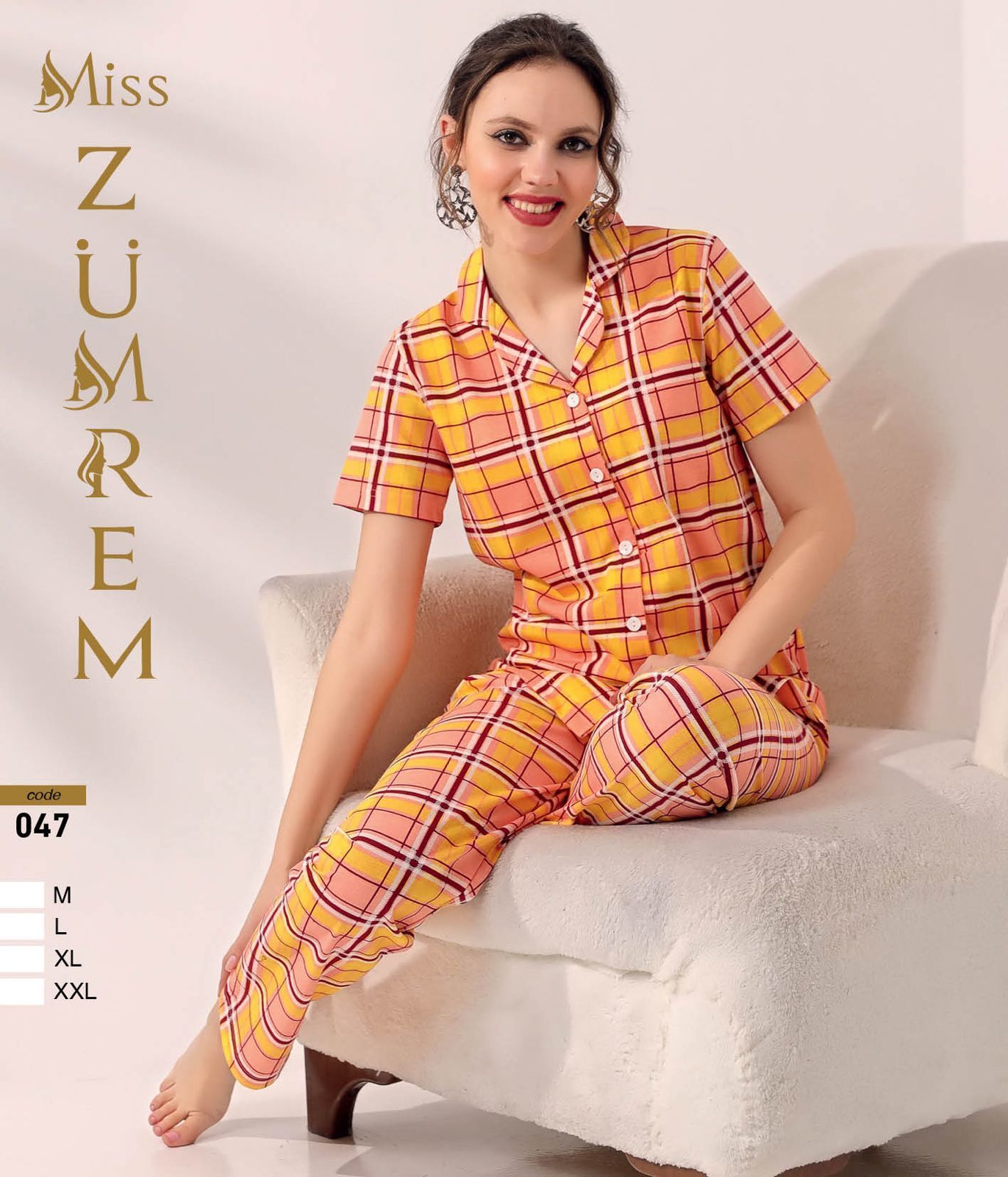 Zümrem 047 Bebe Yaka Kısa Kollu Bayan Pijama Takım 4'lü