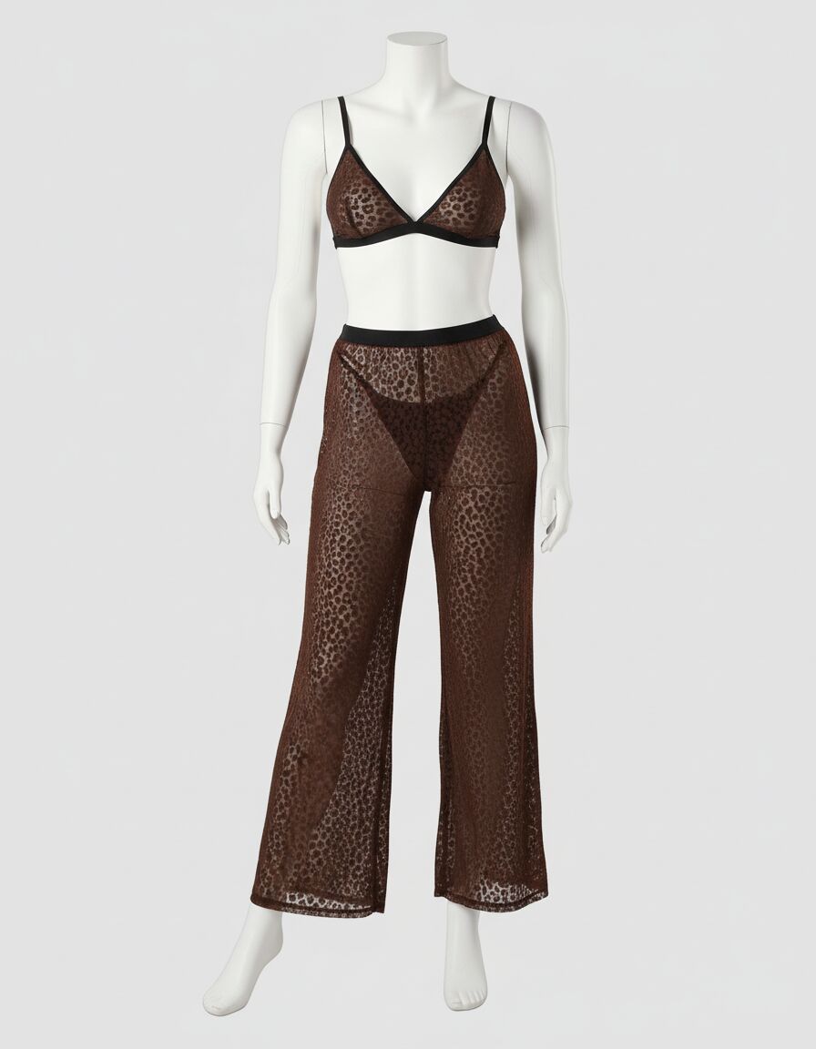 Siyah Transparan Fantezi Sütyen Pijama Takımı