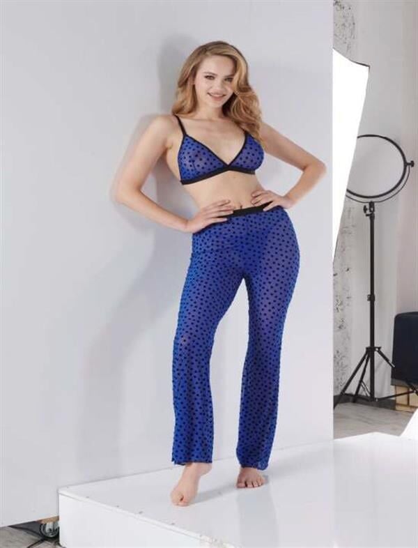 Arias Closet Mavi Transparan Fantezi Sütyen Pijama Takımı