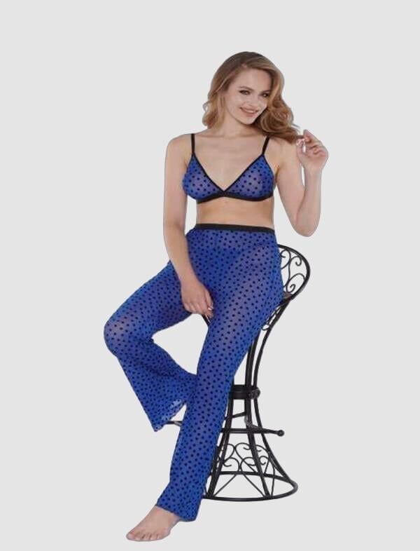 Arias Closet Mavi Transparan Fantezi Sütyen Pijama Takımı