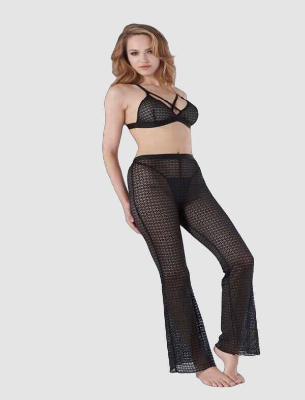 Arias Closet Siyah Transparan Göğüs İp Detaylı Fantezi Sütyen Pijama Takımı