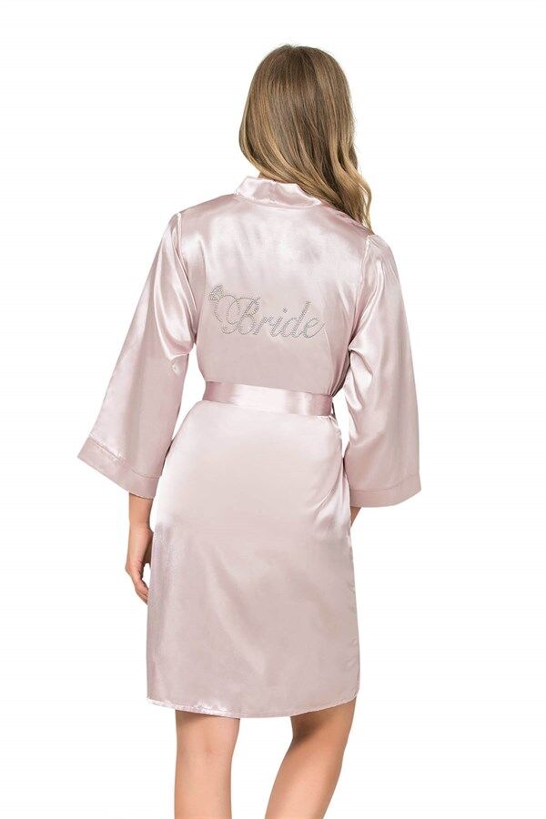 Arias Closet Pudra Kısa Saten Bride Sabahlık