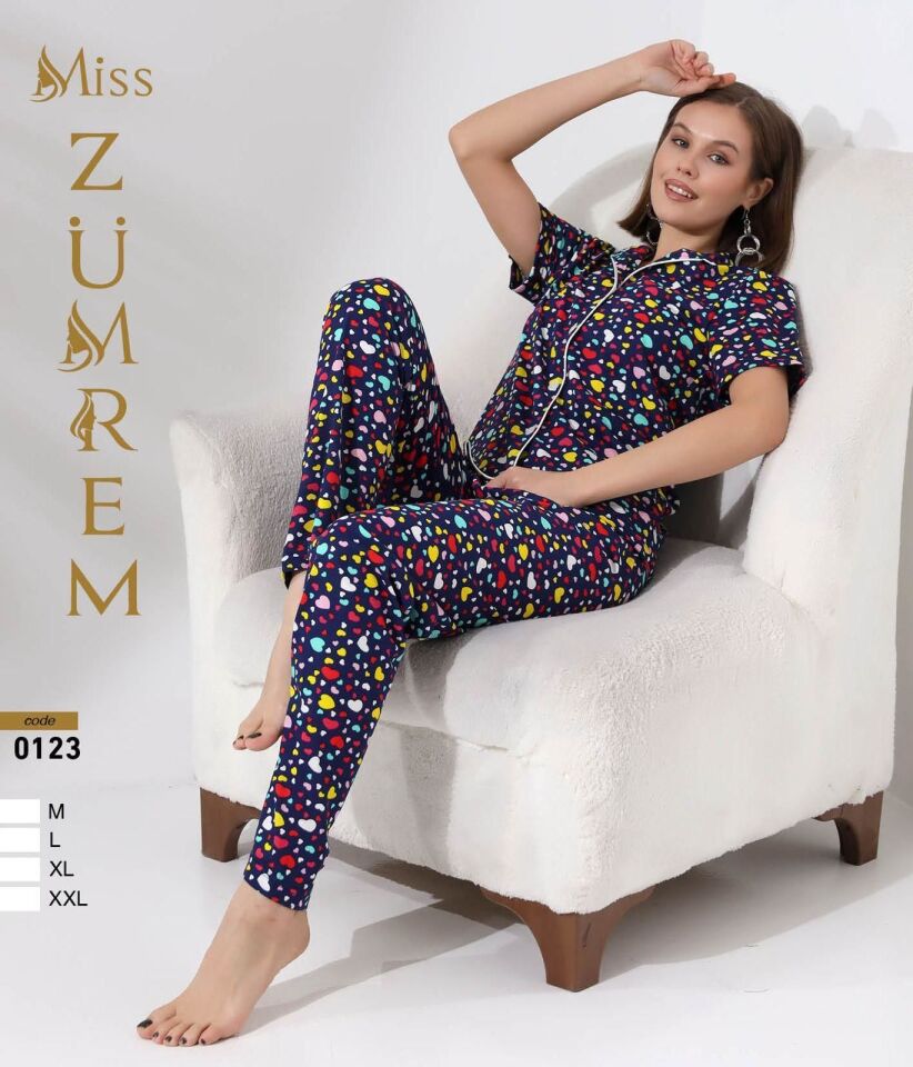 Zümrem 0123  Bebe Yaka Kısa Kollu Bayan Pijama Takım 4'lü