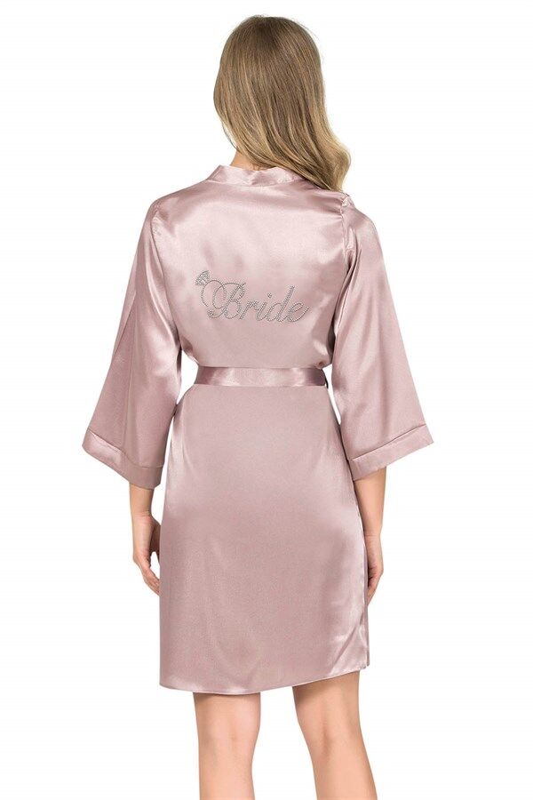 Arias Closet Vizon Kısa Saten Bride Sabahlık