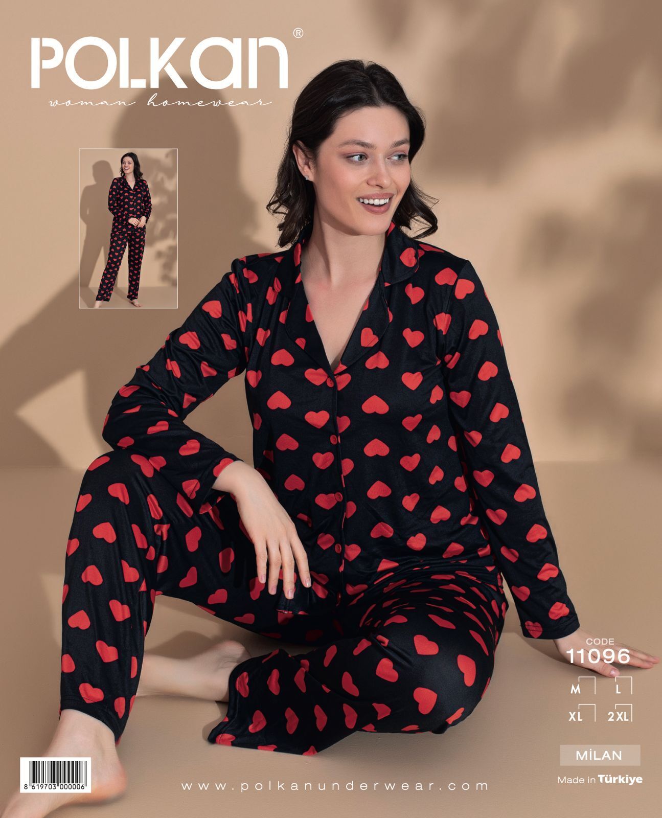 Polkan 11096 Bayan Uzun Kollu Milan Pijama Takım 4'lü