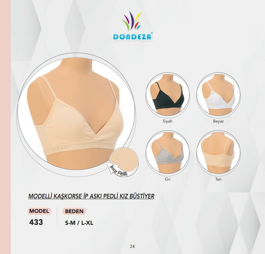Dondeza 433 Pedli Kız Çocuk Bustiyer 6'lı