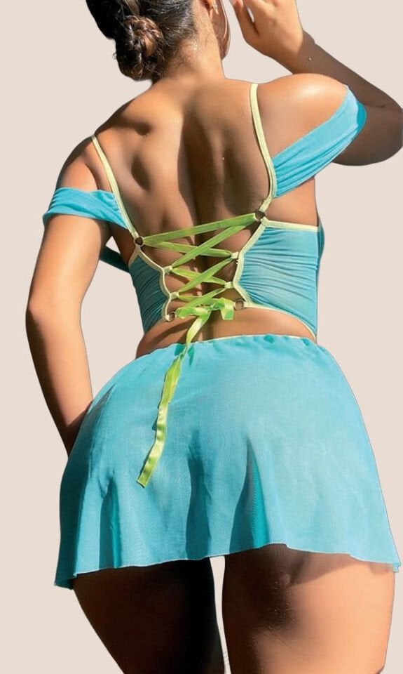 Arias Closet Turkuaz Fantezi Kleopatra Kostümü