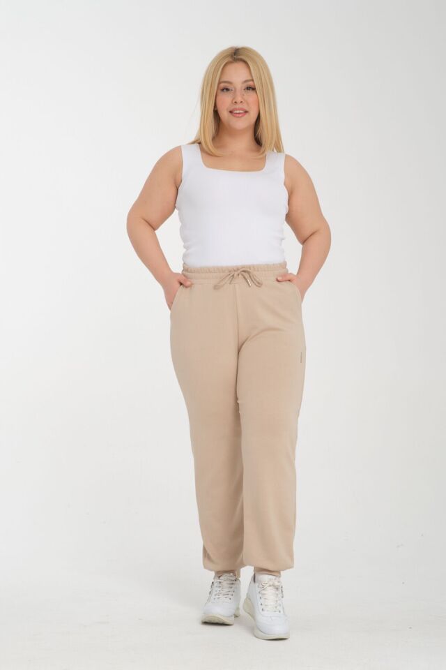 Vogsing 314 (2XL-3XL-4XL) Modal Oyho Manşetli Cepli Bayan Tek Alt 6'lı