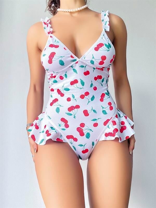 Arias Closet Vişne Desenli Fantezi Body