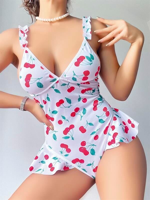 Arias Closet Vişne Desenli Fantezi Body