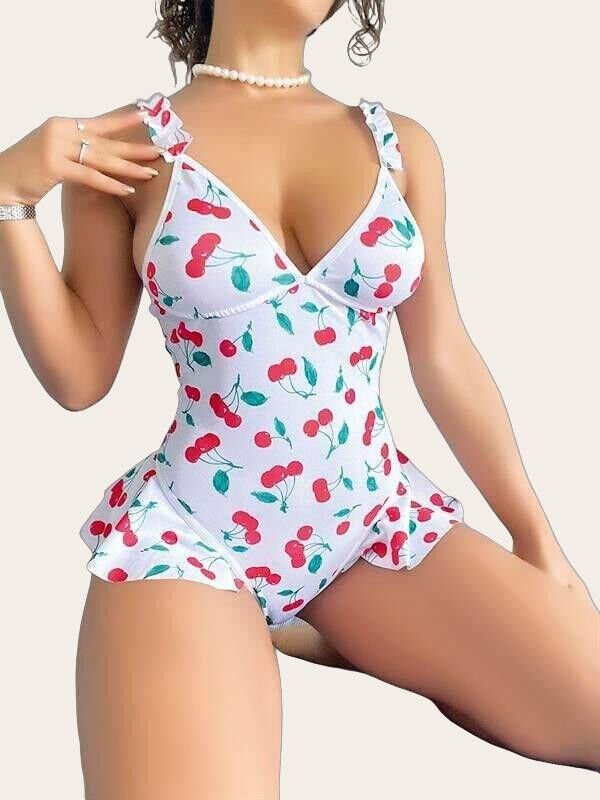Arias Closet Vişne Desenli Fantezi Body