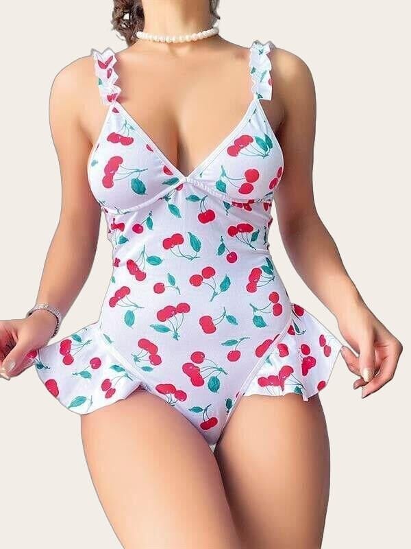 Arias Closet Vişne Desenli Fantezi Body