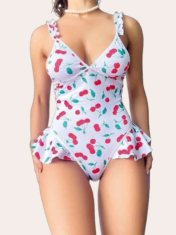 Arias Closet Vişne Desenli Fantezi Body