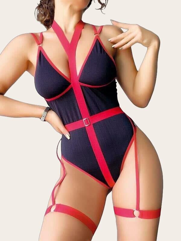 Kırmızı Şeritli Fantezi Mayokini