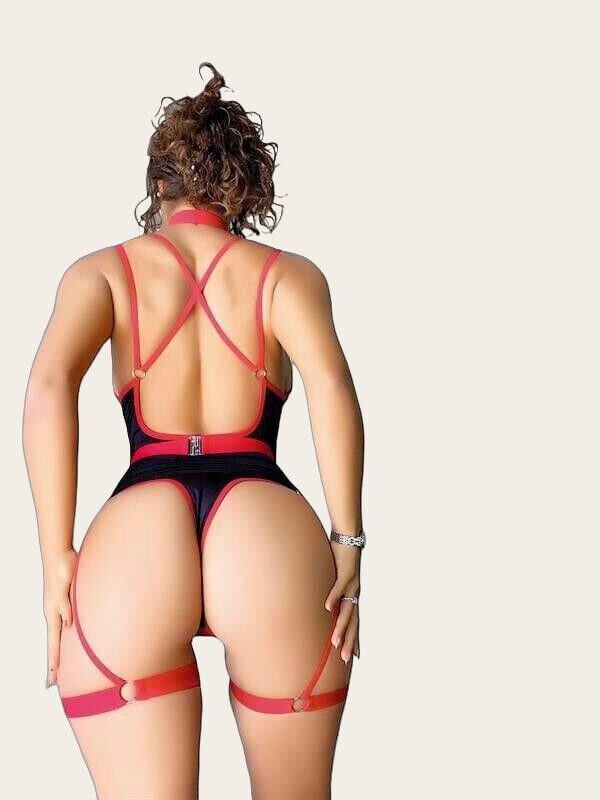 Kırmızı Şeritli Fantezi Mayokini