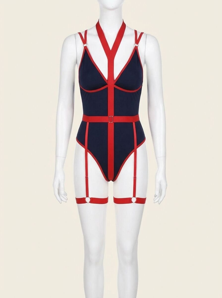 Kırmızı Şeritli Fantezi Mayokini