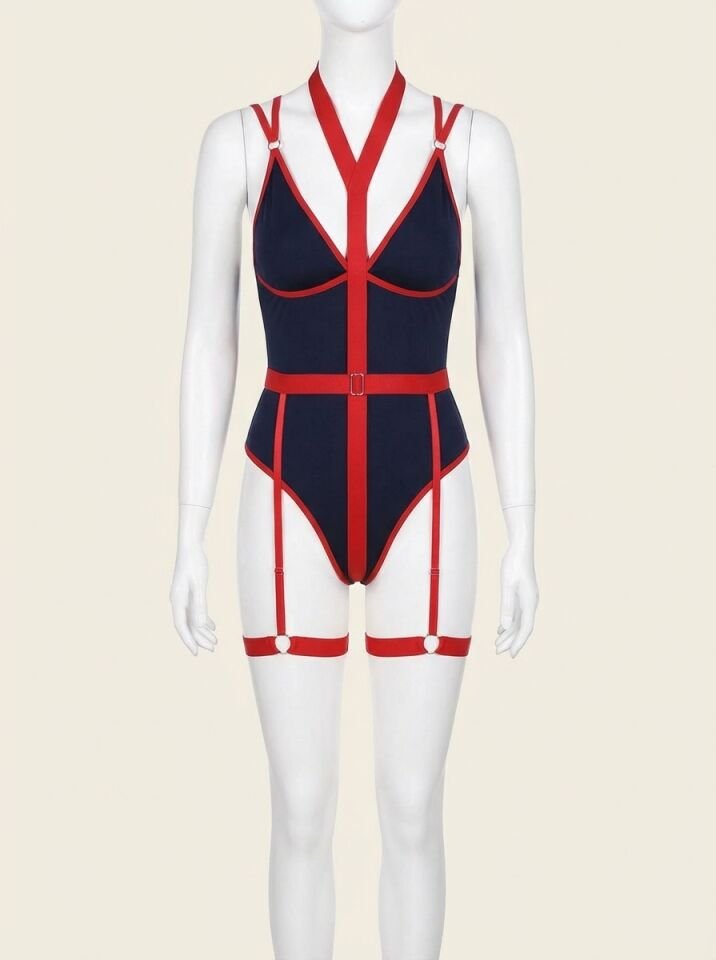 Kırmızı Şeritli Fantezi Mayokini