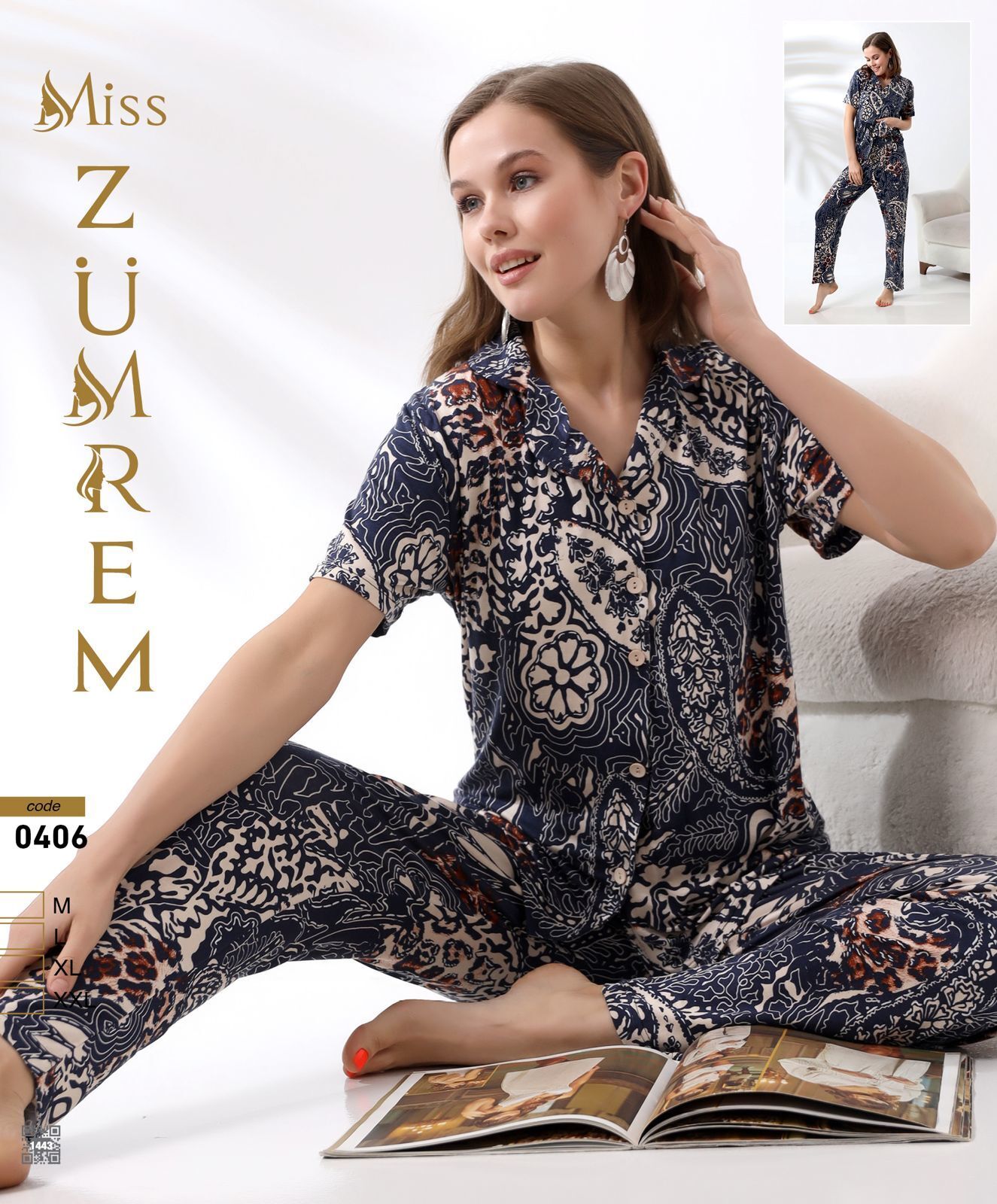 Zümrem 0406 Rink Viskon 5 Düğmeli Kısa Kollu Bayan Pijama Takımı 4'lü