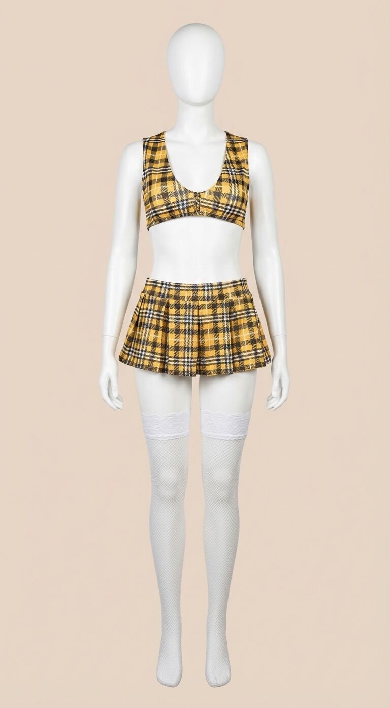 Ekose Fantezi Öğrenci Kostümü