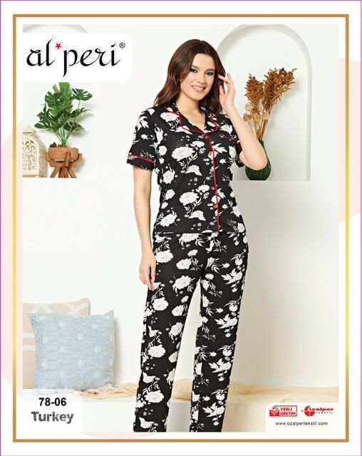 Alperi 78-06 Bayan Kısa Kol Pijama Takım 4'lü