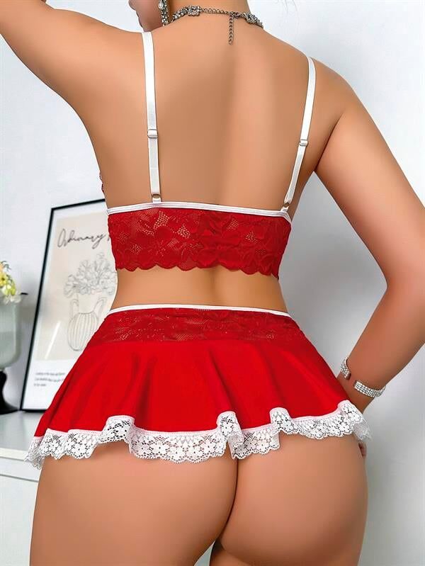 Arias Closet Bustiyer ve Mini Etekli Fantezi Hemşire Kostümü