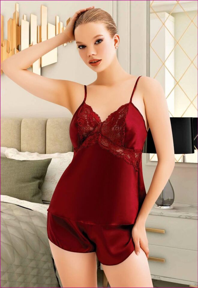 Miss Laris 3096 Bayan Saten Şortlu Takım
