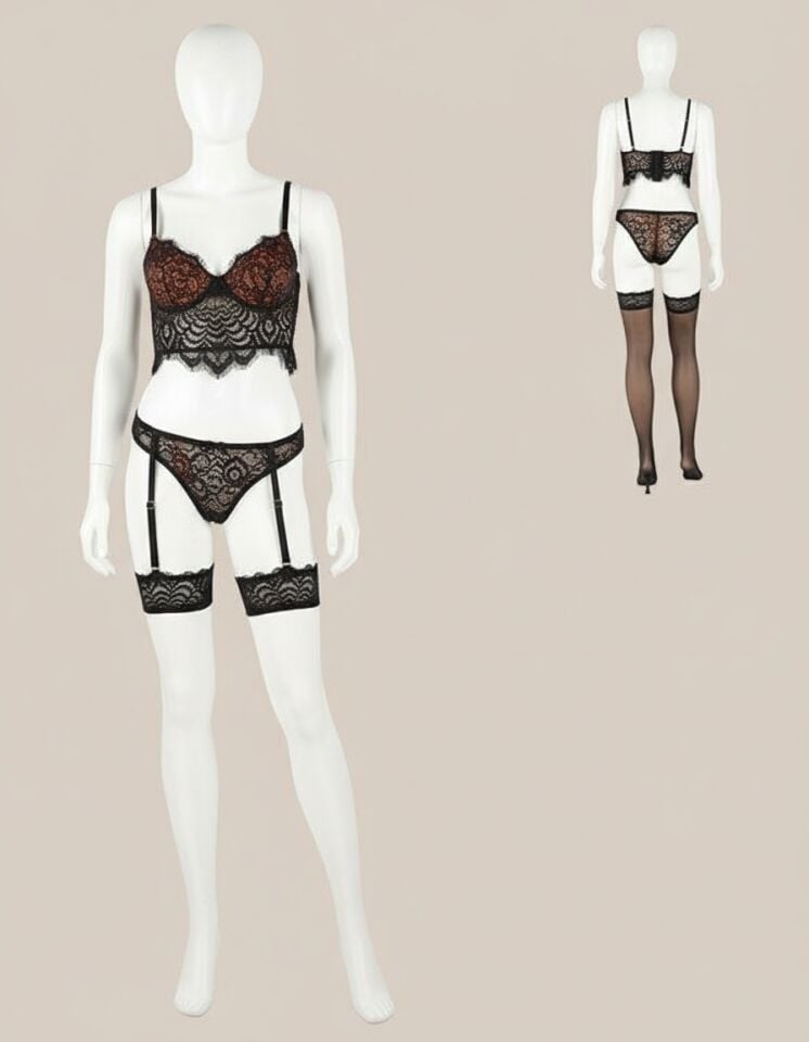 Arias Closet Lamine  Dantel  Jartiyer  Takım