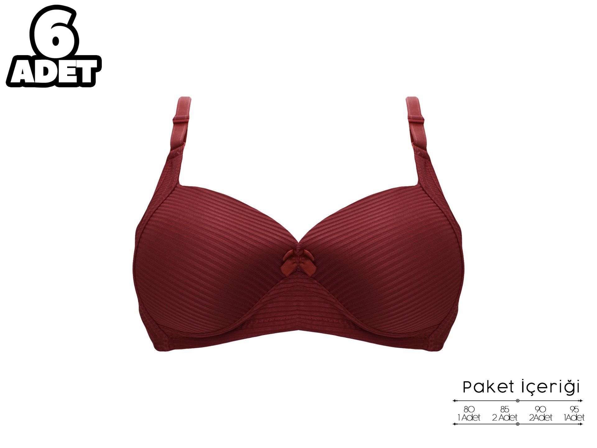 Liza 2150 Gül Kurusu Balensiz Jakarlı B Cup Desteksiz Bayan Sütyen 6'lı