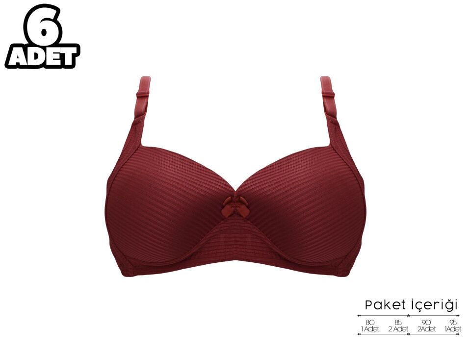 Liza 2150 Gül Kurusu Balensiz Jakarlı B Cup Desteksiz Bayan Sütyen 6'lı