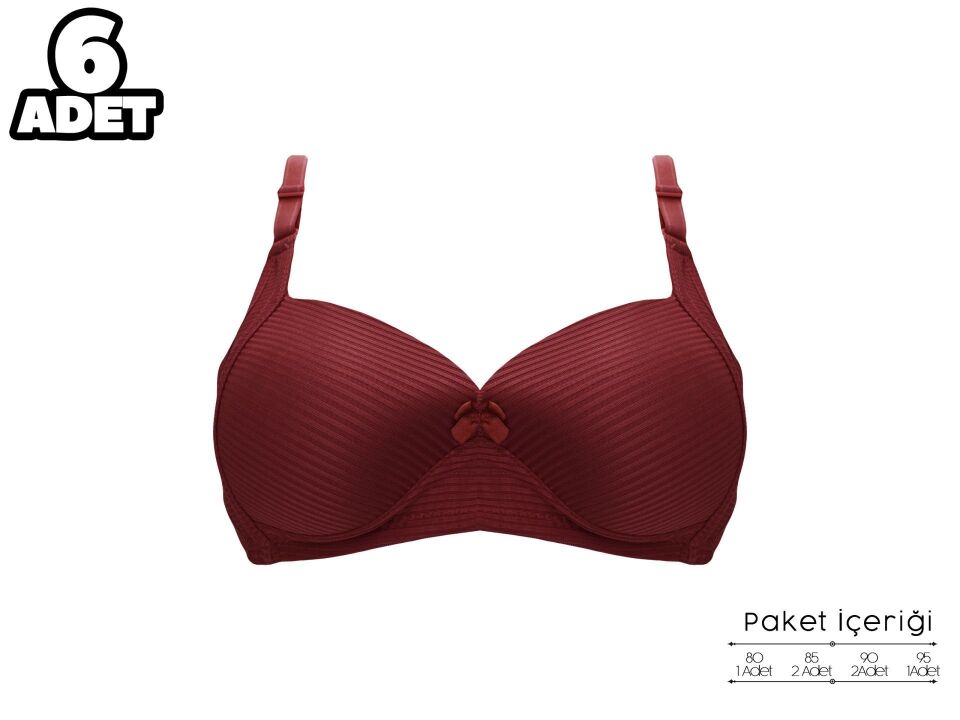 Liza 2150 Gül Kurusu Balensiz Jakarlı B Cup Desteksiz Bayan Sütyen 6'lı