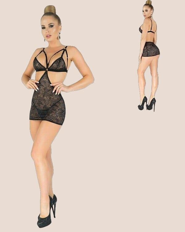 Arias Closet Simli Likralı  Dantel Babydoll