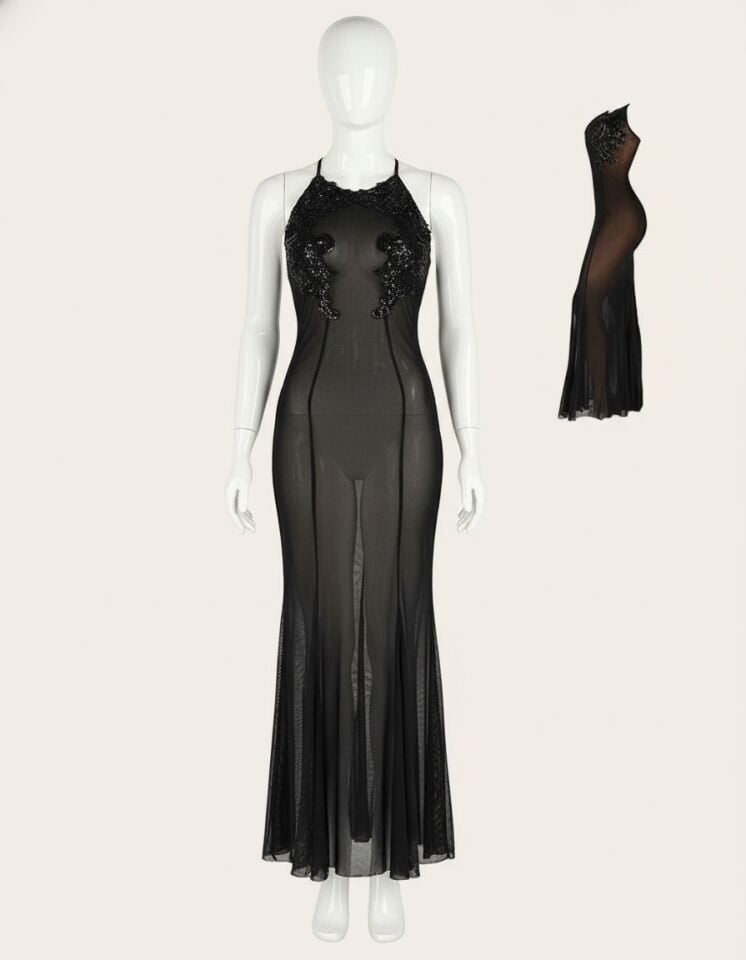 Arias Closet Göğüs Dekoltesi Sim Güpürlü Gecelik