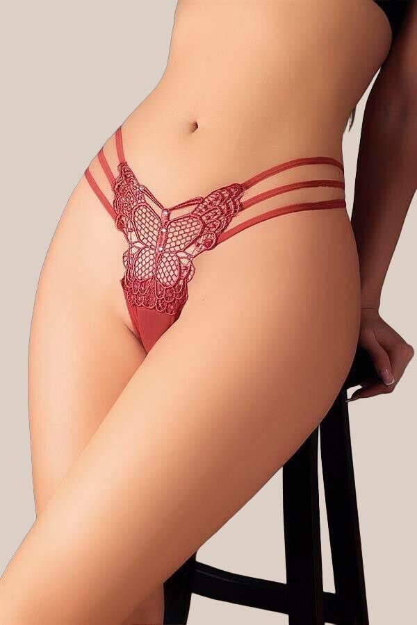 Kiremit Kelebek Desen Tanga String