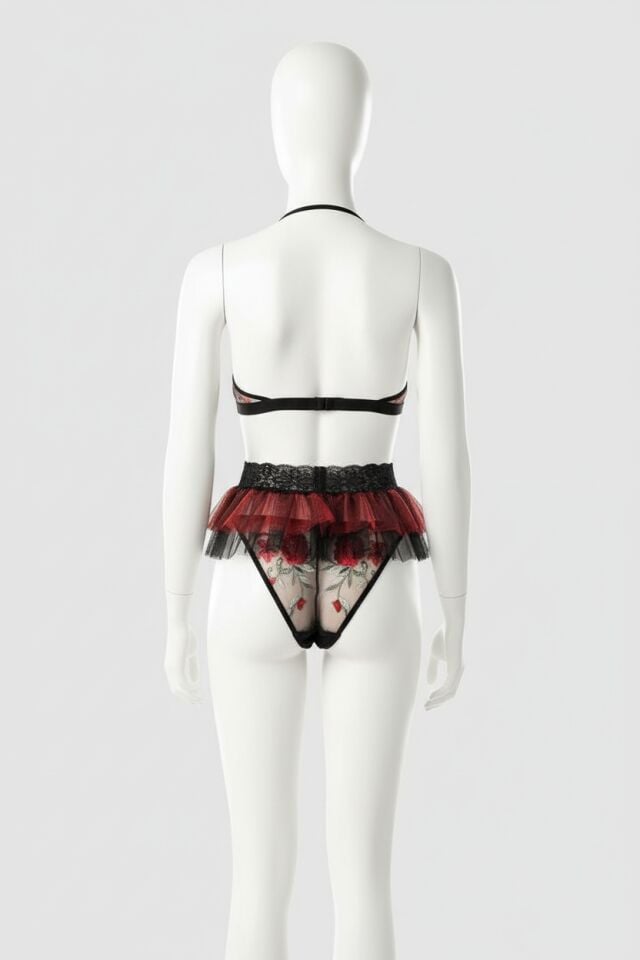 Arias Closet Nakış Detaylı Fantazi Sütyen Tanga String Takımı