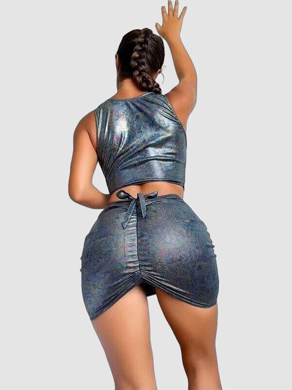 Büzgü Etekli Fantezi Elbise Takım