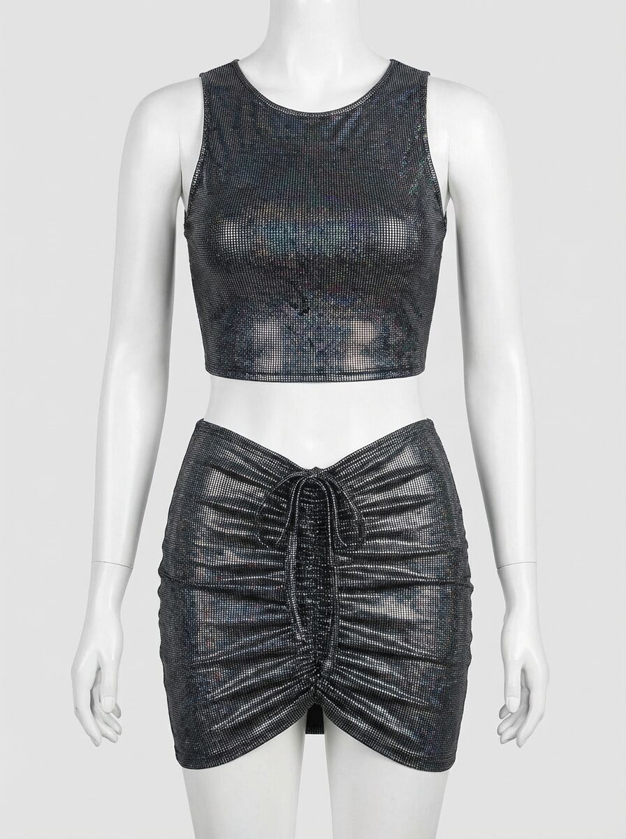 Büzgü Etekli Fantezi Elbise Takım