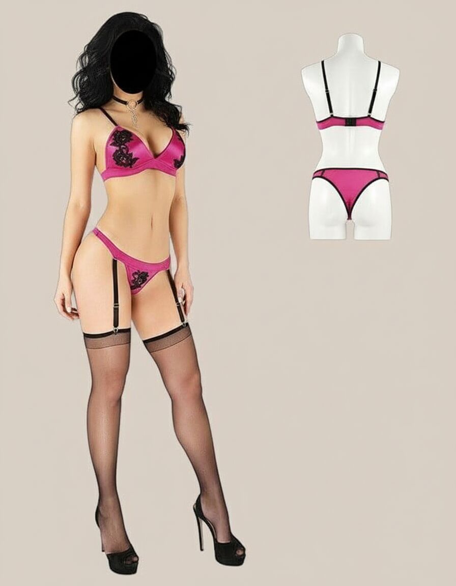 Arias Closet Fuşya Güpürlü Takım